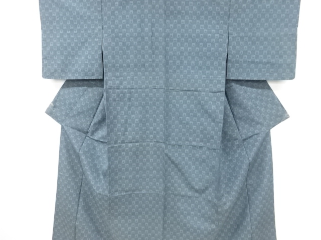 JAPANESE KIMONO / ANTIQUE KIMONO / SILK / TSUMUGI / WOVEN GEOMETRIC